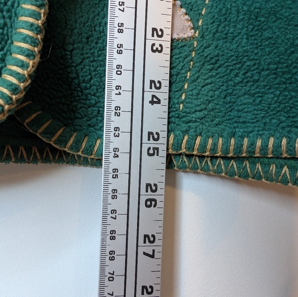 Vintage Floral Embroidered Green Fleece Button Down Cardigan Sweater Jacket L-XL - Picture 8 of 9